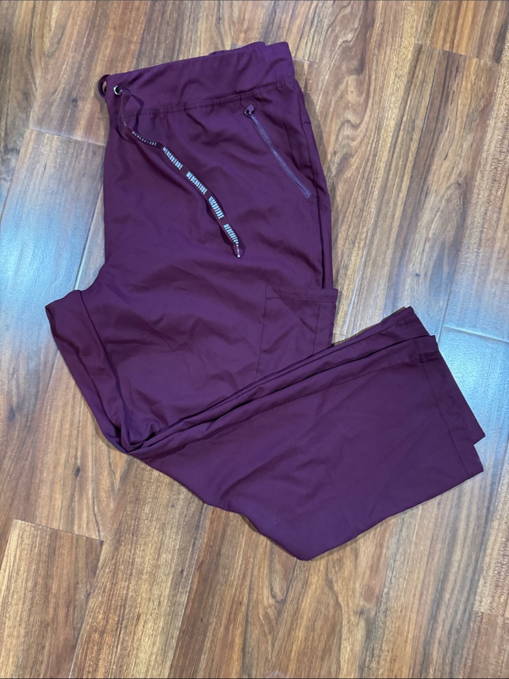 Med Couture Maroon Jogger Scrub Pants with Zipper Pocket